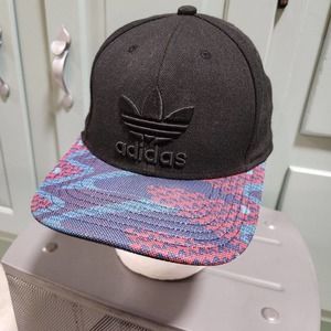 Adidas Trefoil Spellout Black Adjustable Snapback Hat Cap OSFA One Size Fits